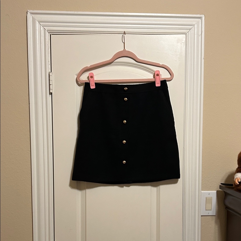LOFT Black Mini Skirt with Gold Buttons size 4